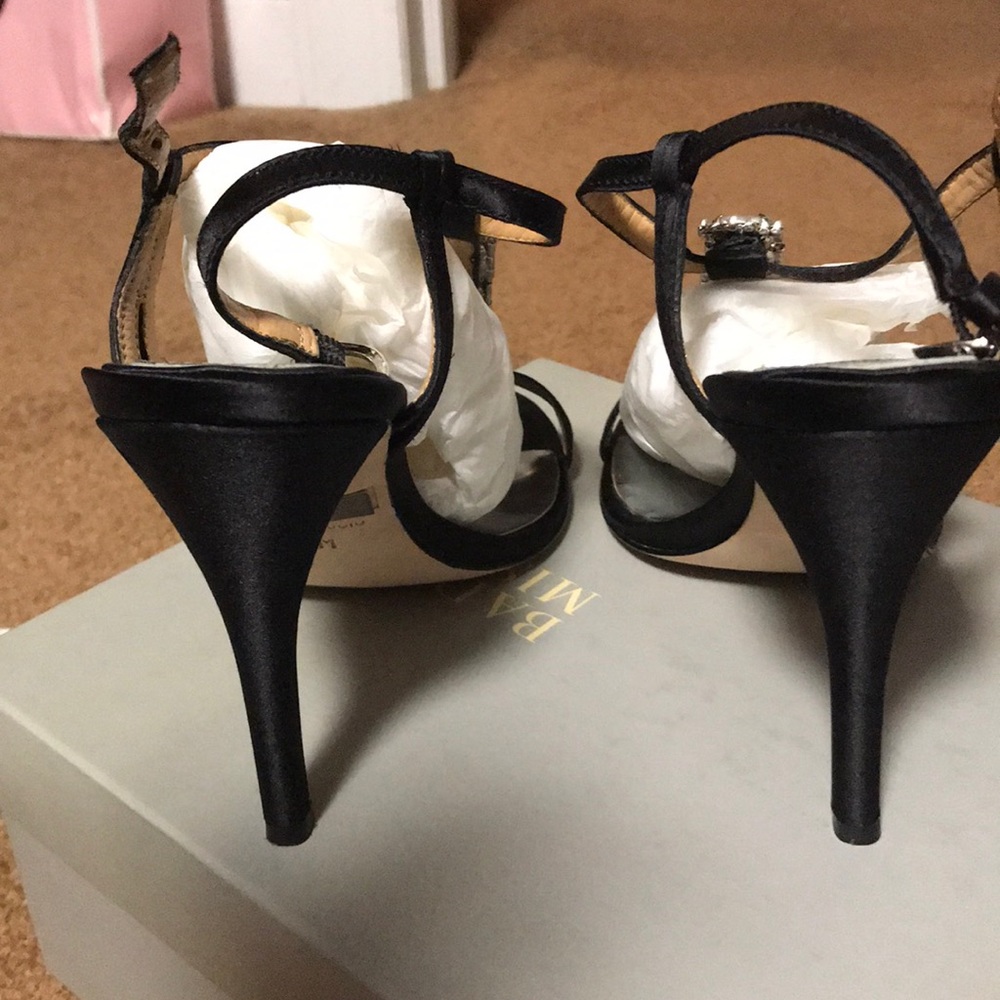 Badgley Mischka Claire Black Crystal Heels Sz 8 - Picture 3 of 5